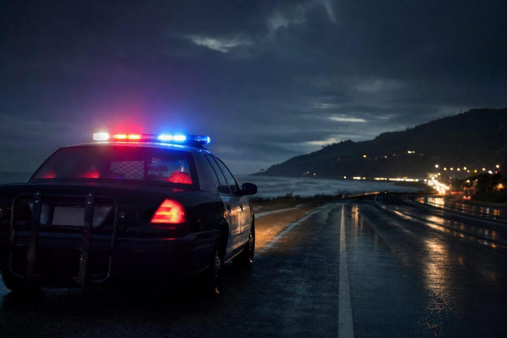 Drunk driving accident lawyer Brunswick GA - police patrol car responding at night
