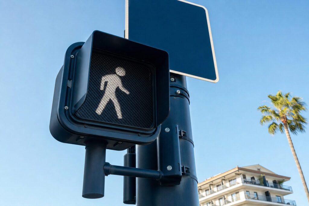 Pedestrian crosswalk right-of-way sign under Georgia law